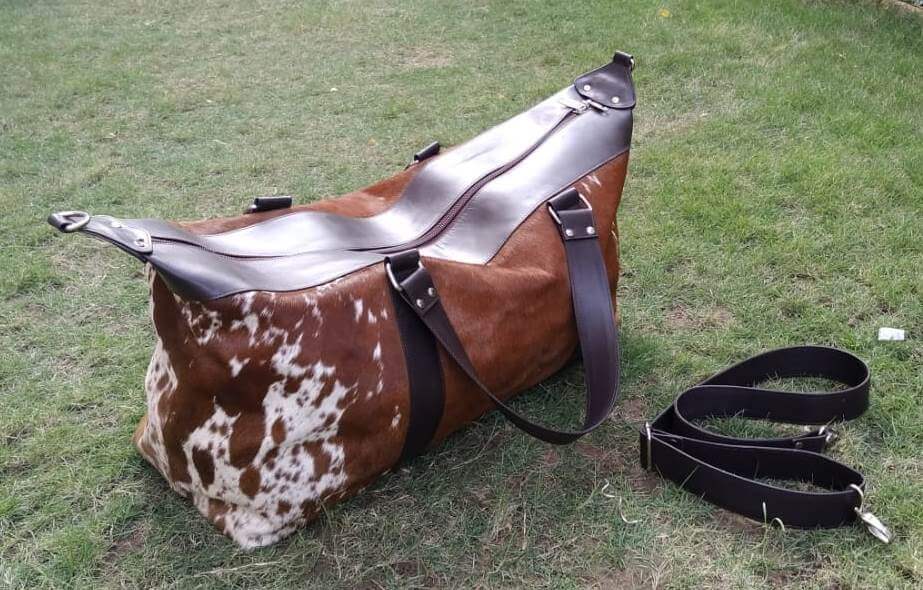 Huntley Equestrian Cowhide Duffle Bag Overnight Weekend Travel Bag