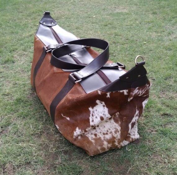 Huntley Equestrian Cowhide Duffle Bag Overnight Weekend Travel Bag