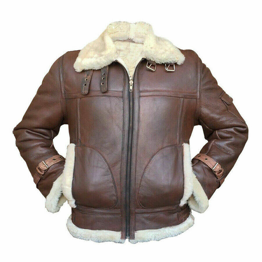 Brown Bomber Leather Jacket - Bomber Jacket - Cow Hide Crafts